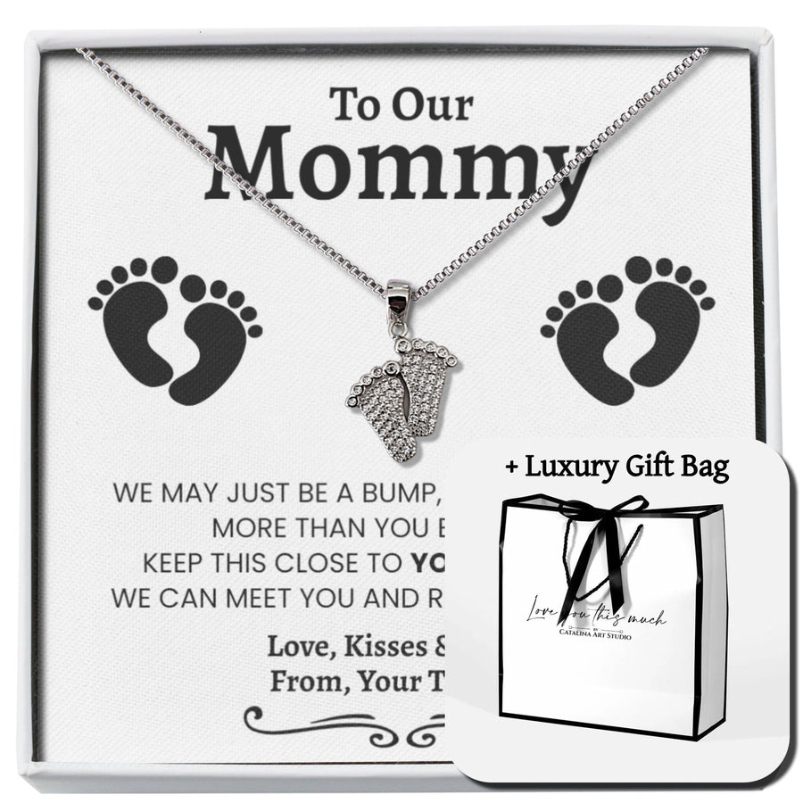 New Mom Expecting Twins Baby Feet Necklace - Love You This Much