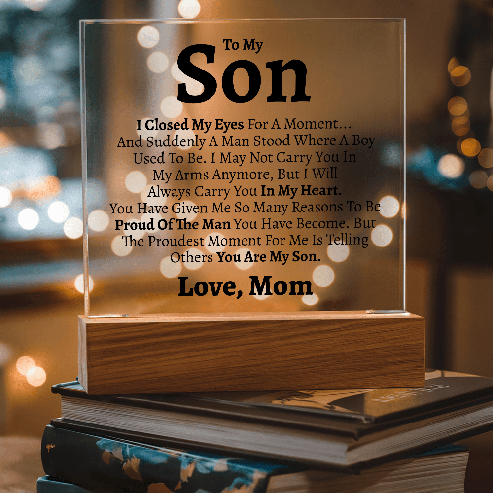 Son "Love Mom" Acrylic Keepsake - Love You This Much