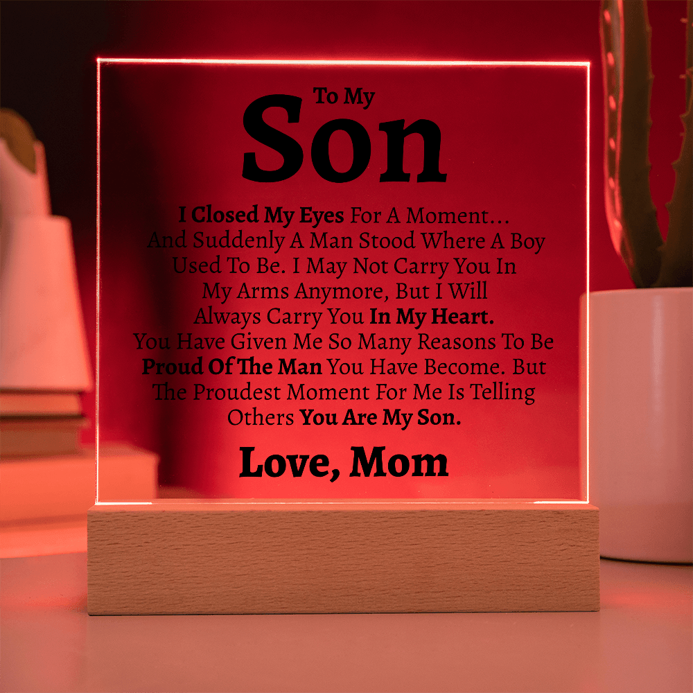 Son "Love Mom" Acrylic Keepsake - Love You This Much