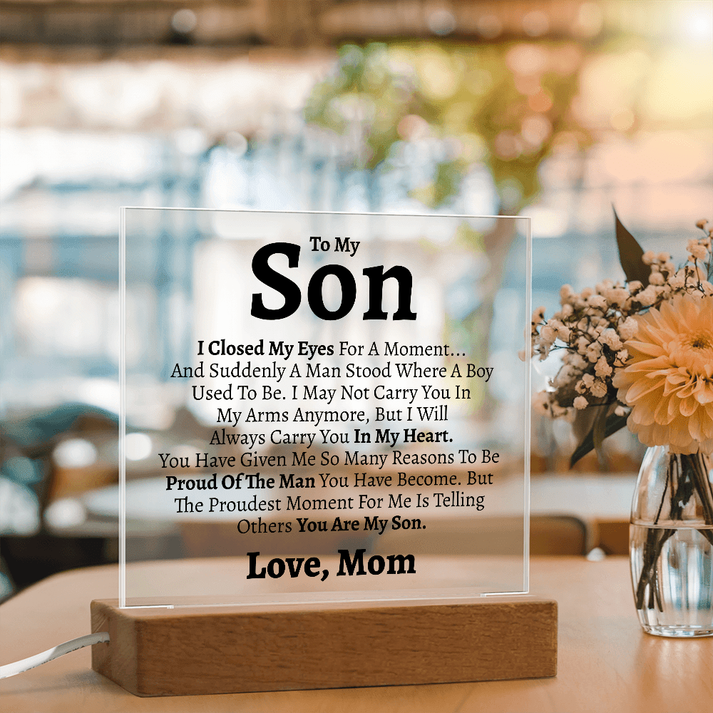 Son "Love Mom" Acrylic Keepsake - Love You This Much