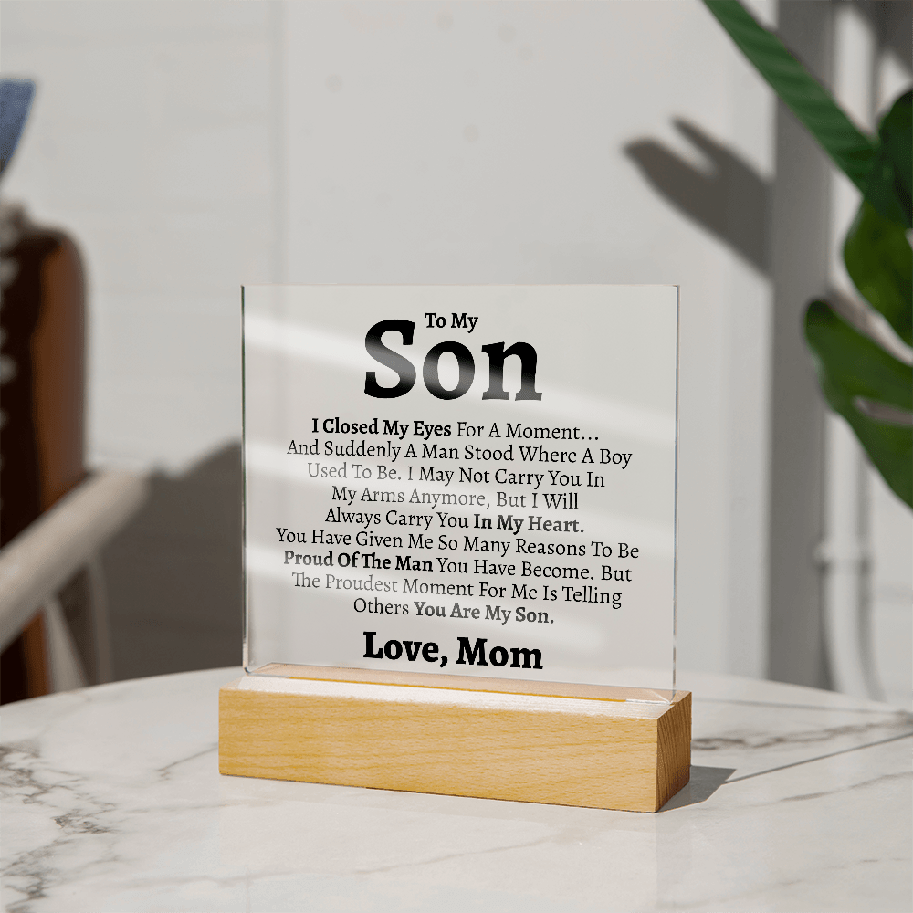 Son "Love Mom" Acrylic Keepsake - Love You This Much