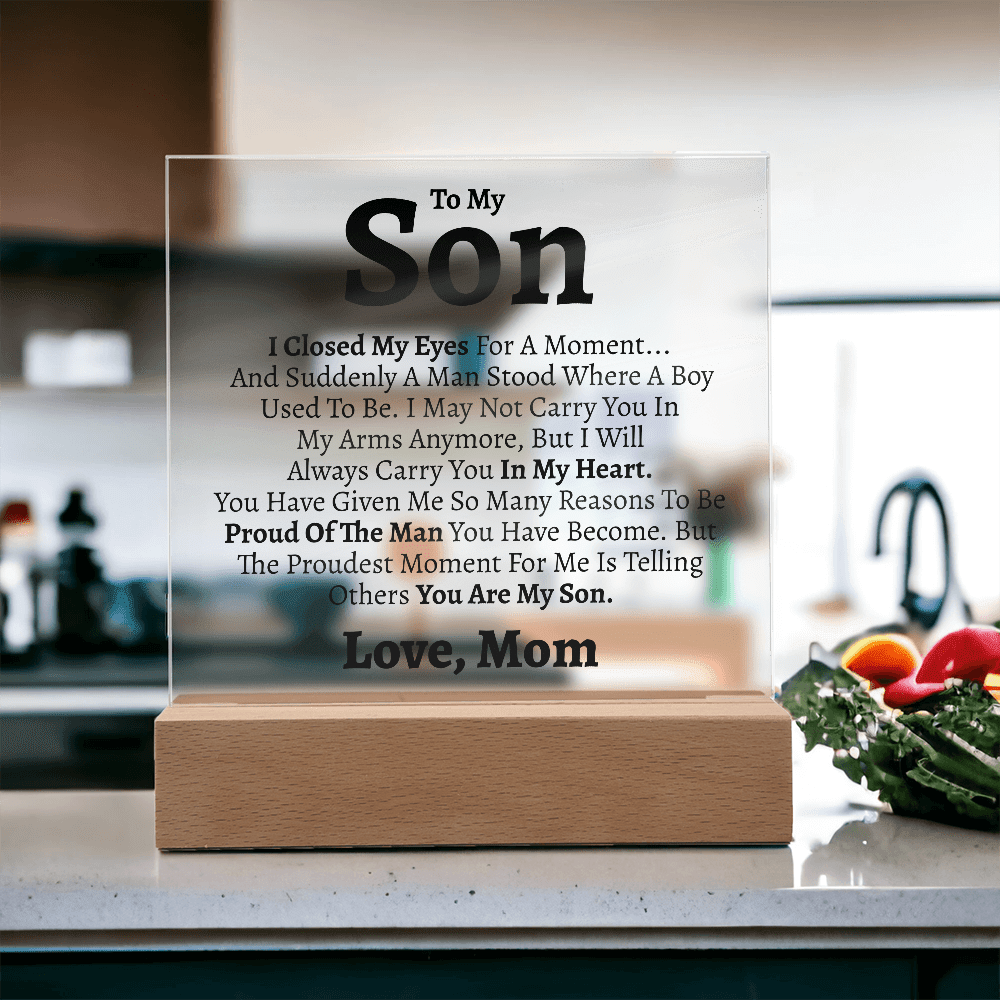 Son "Love Mom" Acrylic Keepsake - Love You This Much