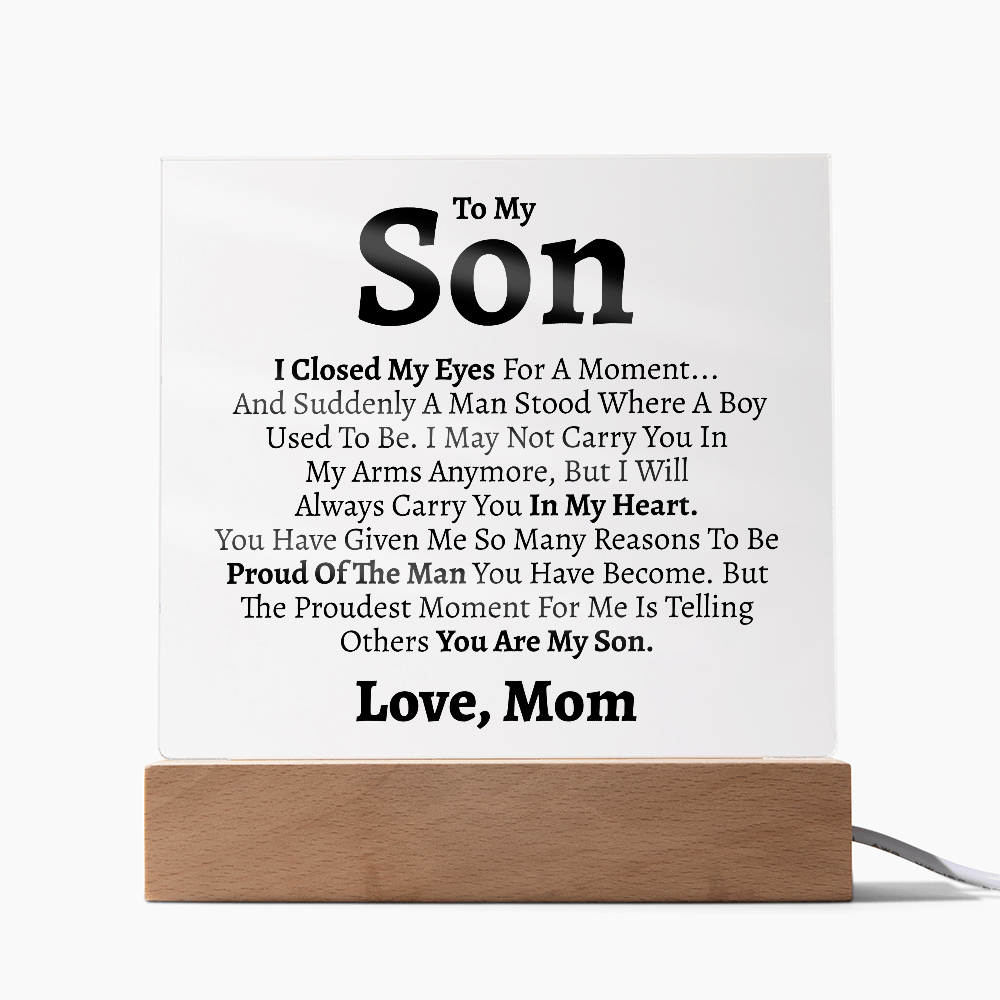 Son "Love Mom" Acrylic Keepsake - Love You This Much