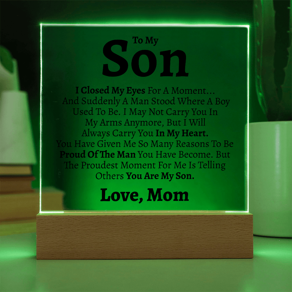 Son "Love Mom" Acrylic Keepsake - Love You This Much