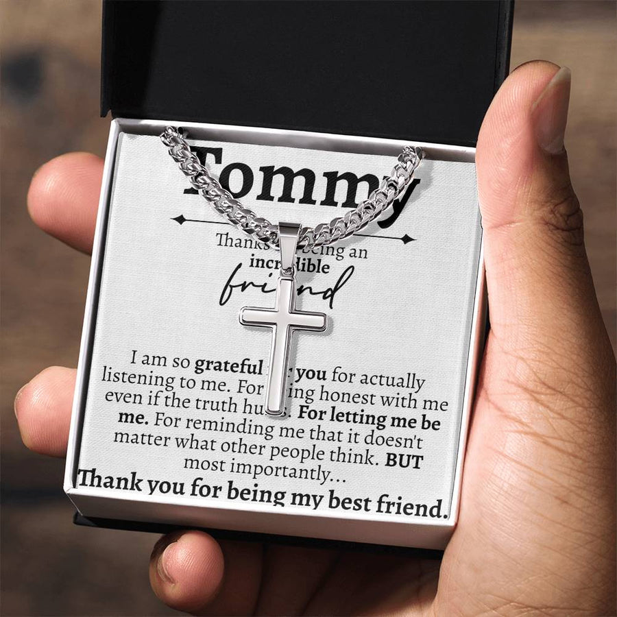 Best Guy Friend Cuban Cross Necklace - Love You This Much
