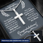 Granddaughter Baptism Normal Cross Necklace (Engraved) - Love You This Much