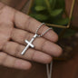 Grandson Baptism Cross Engraved Necklace - Love You This Much