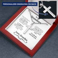 Thumbnail for Grandson (Love Grandpa) Ball Chain Cross Necklace - Love You This Much
