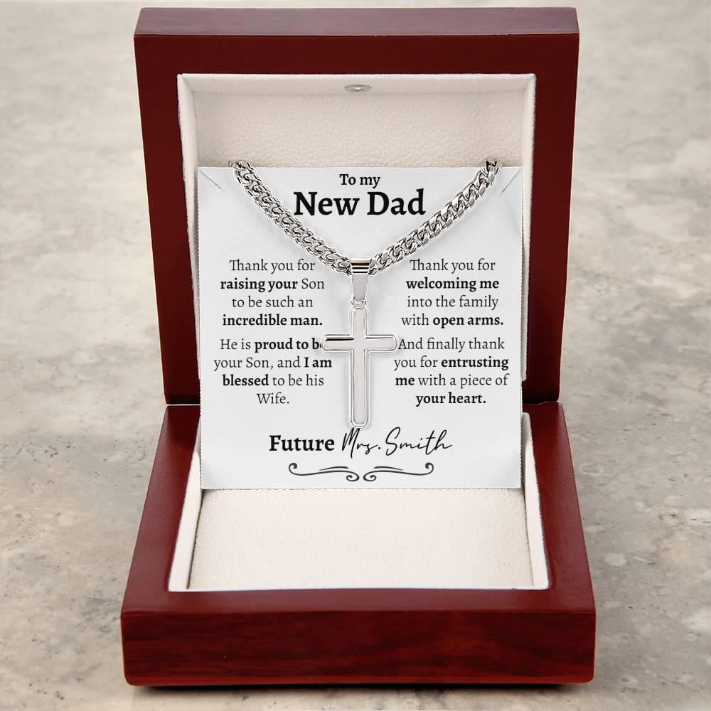 New Dad (From Daughter in Law) Cuban Cross Necklace - Love You This Much