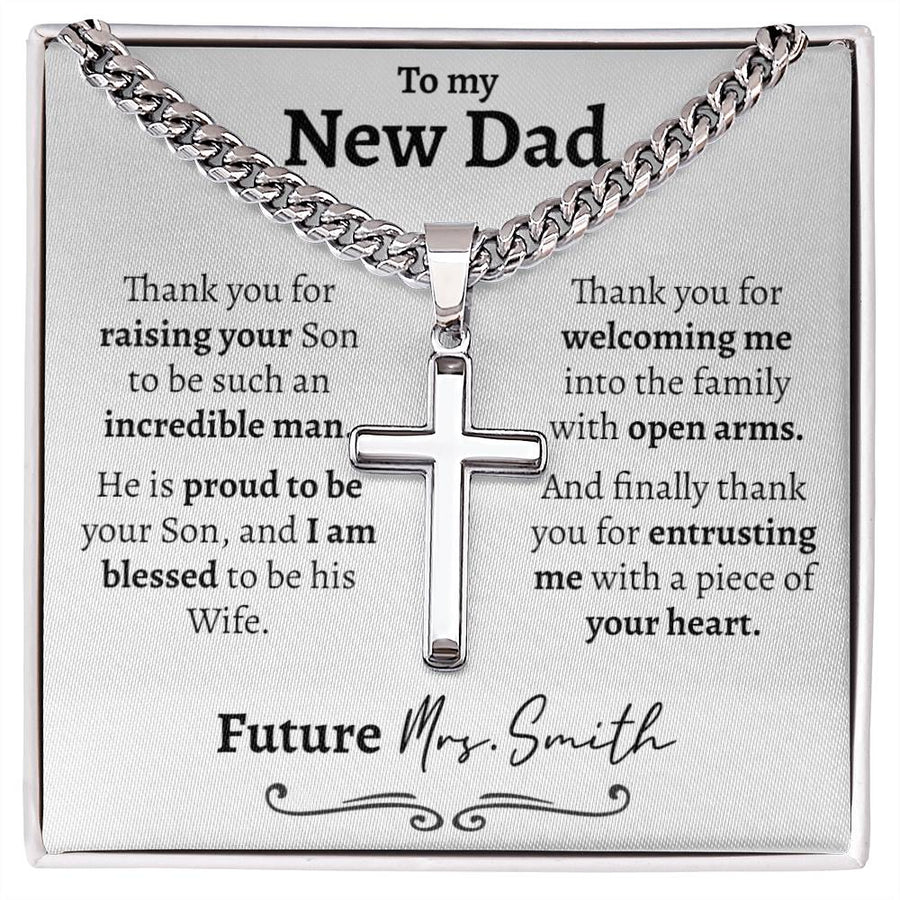 New Dad (From Daughter in Law) Cuban Cross Necklace - Love You This Much