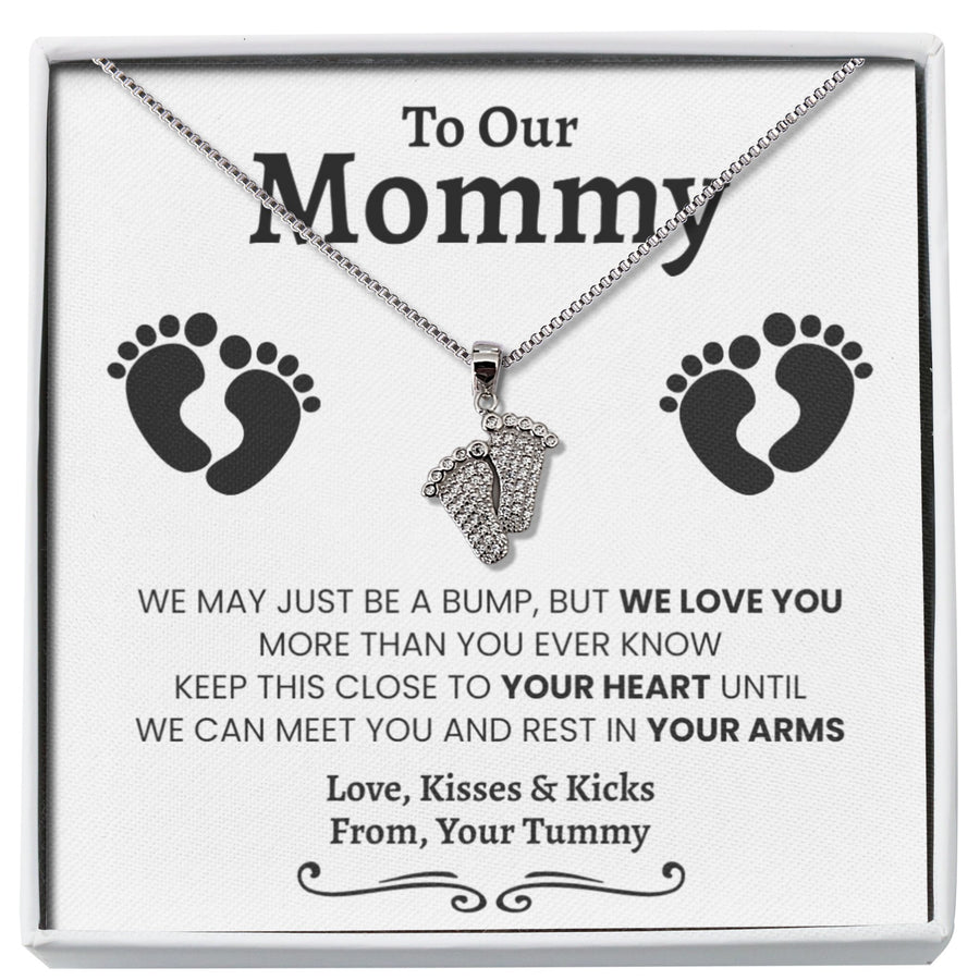 New Mom Expecting Twins Baby Feet Necklace - Love You This Much