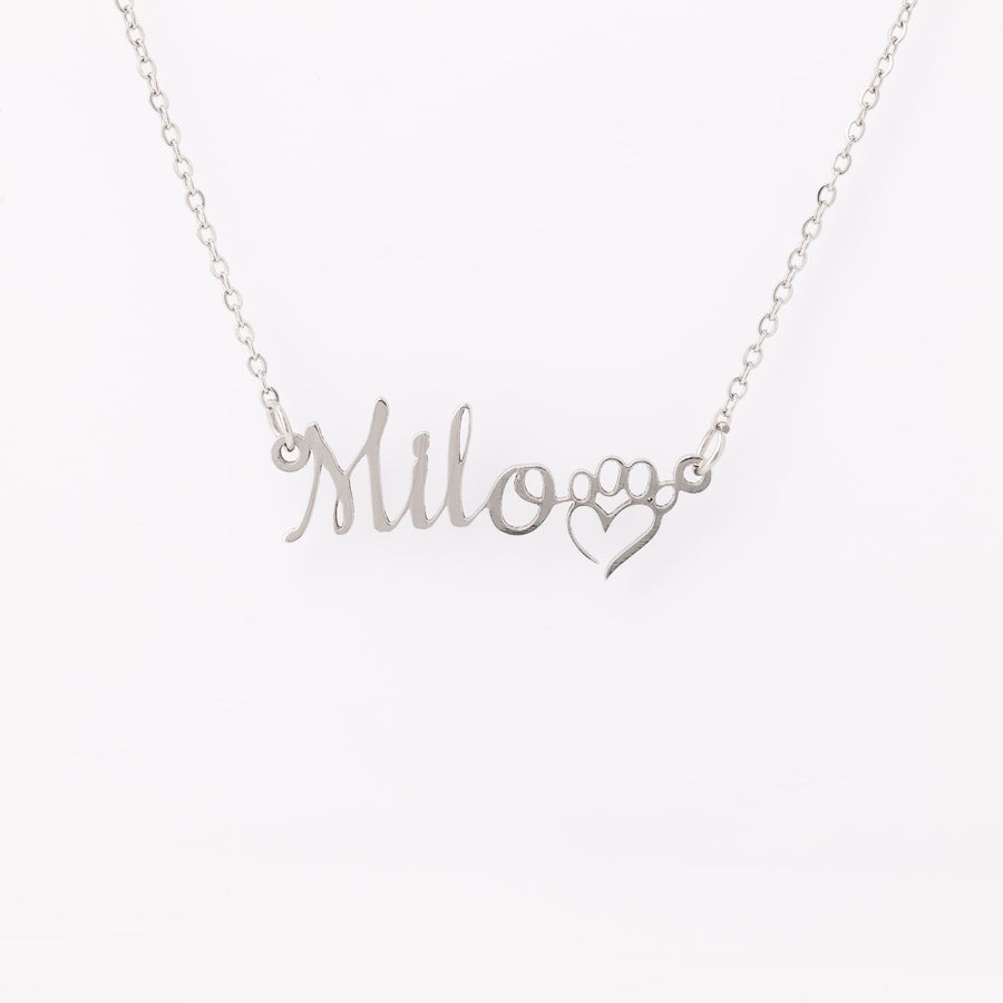 Personalized Name with Dog Paw Necklace - Love You This Much