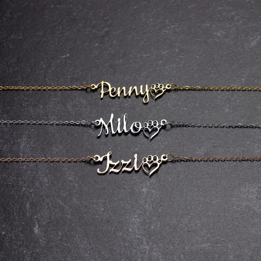 Personalized Name with Dog Paw Necklace - Love You This Much