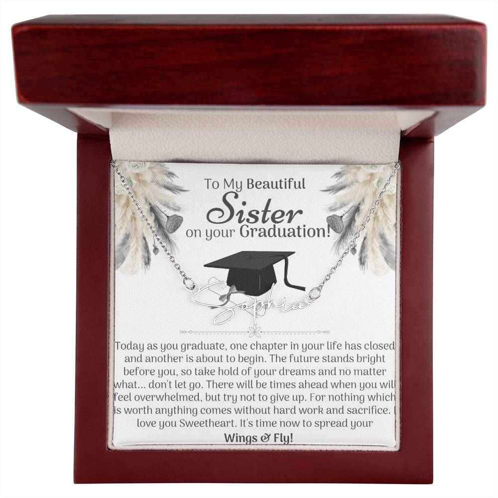 Sister Graduation Name Necklace - Love You This Much
