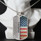 To My Boyfriend (American Flag) Dog Tag Necklace - Love You This Much