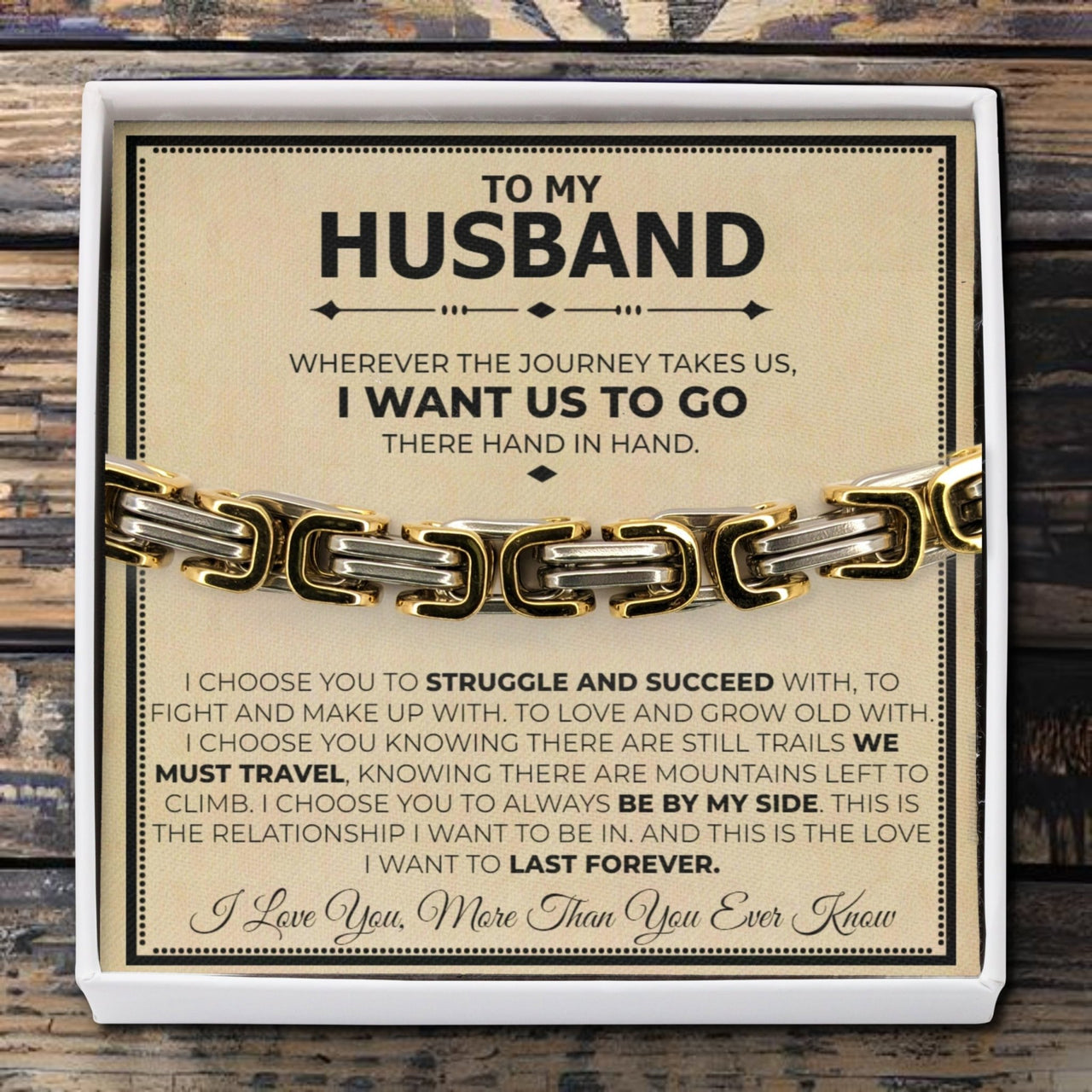 To My Husband Twist Steel Bracelet - Love You This Much