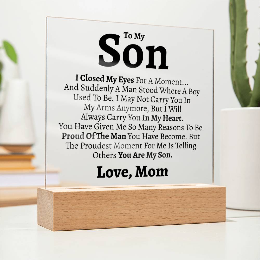 To My Son (Love Mom) Square Acrylic - Love You This Much