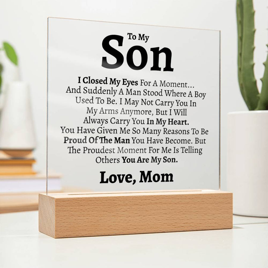 To My Son (Love Mom) Square Acrylic - Love You This Much