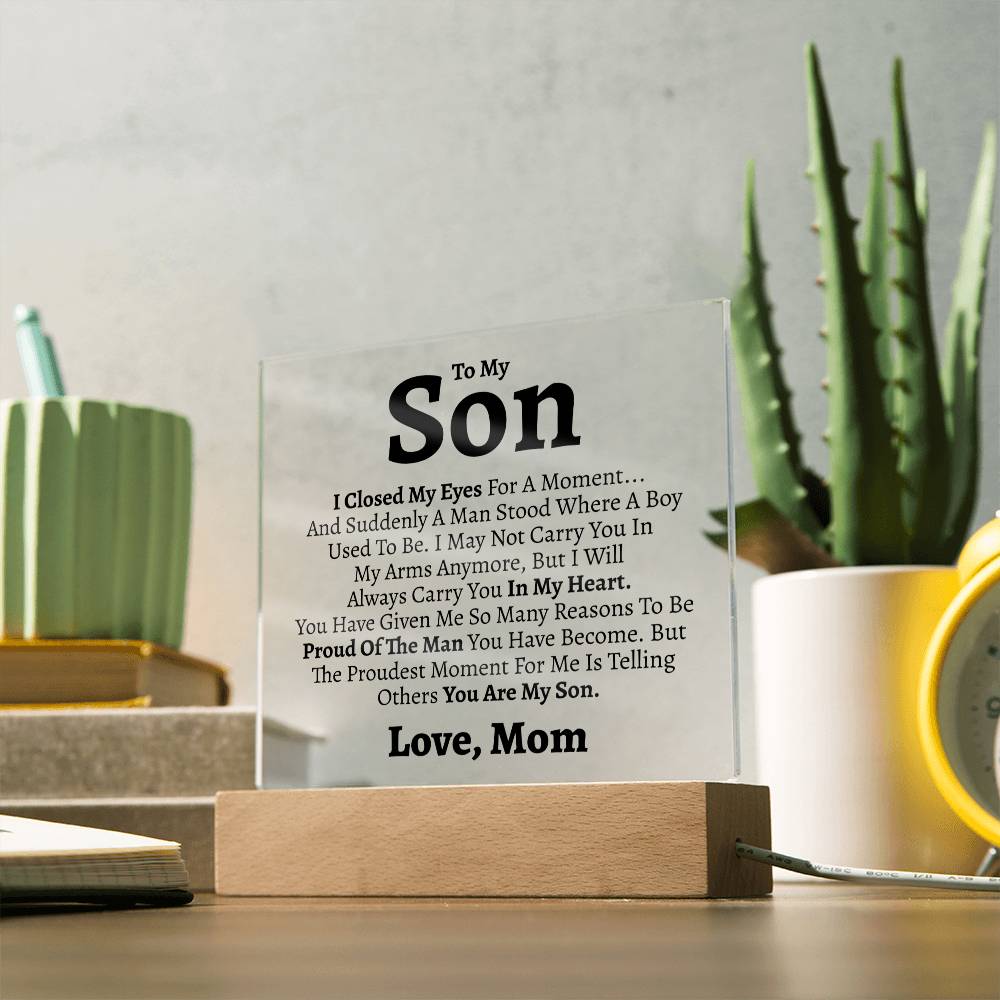 To My Son (Love Mom) Square Acrylic - Love You This Much