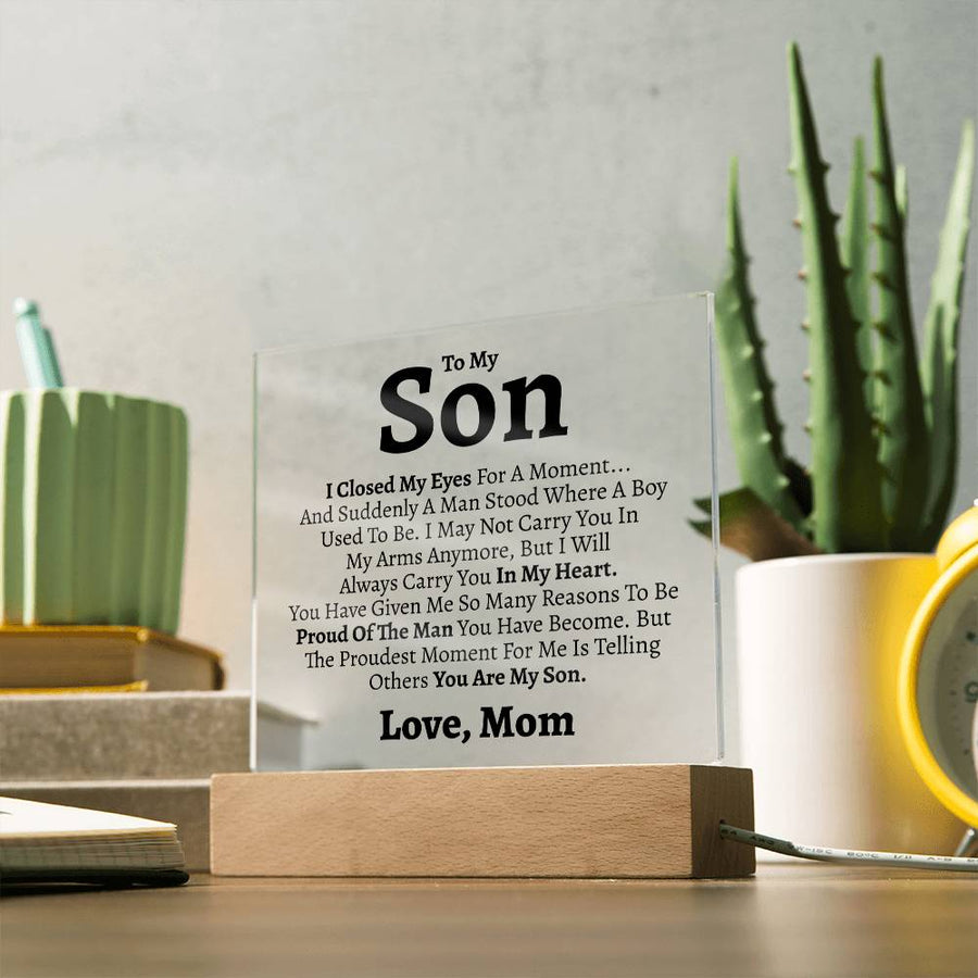 To My Son (Love Mom) Square Acrylic - Love You This Much