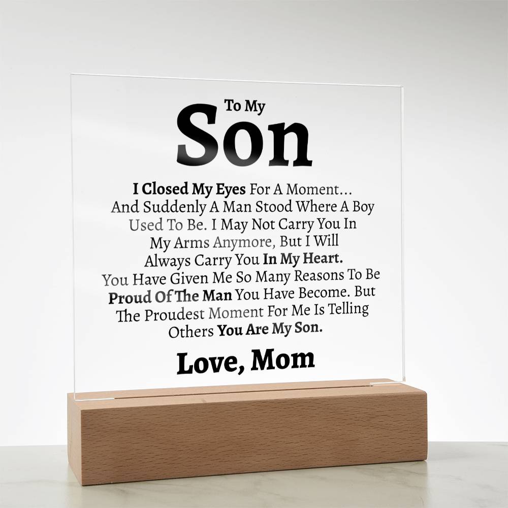 To My Son (Love Mom) Square Acrylic - Love You This Much