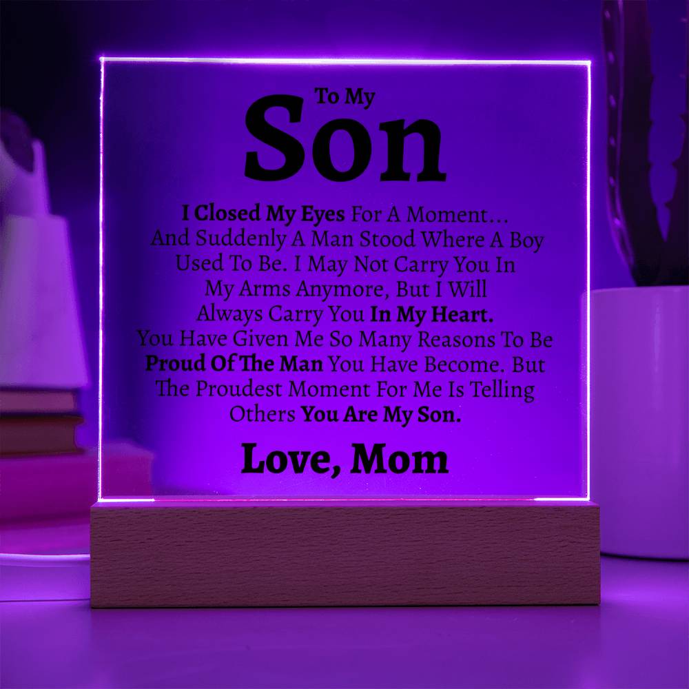 To My Son (Love Mom) Square Acrylic - Love You This Much