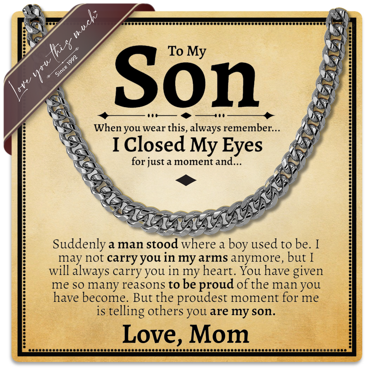 To My Son 5mm Cuban Necklace - Love Mom