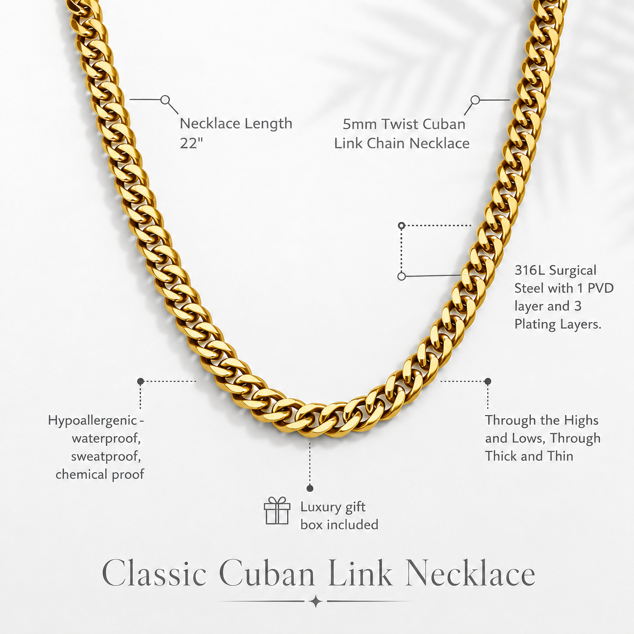 To My Man "Straighten Your Crown" 5mm Cuban Necklace