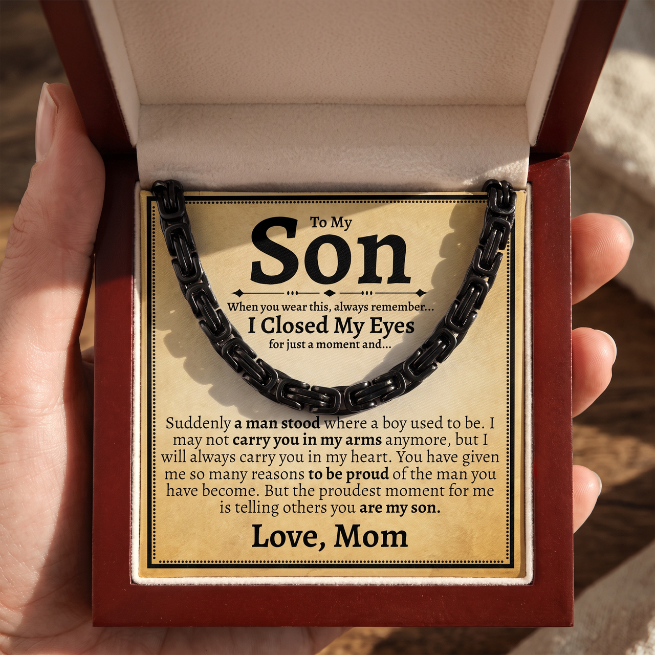 A Necklace He’ll Wear. A Message He’ll Never Forget.
