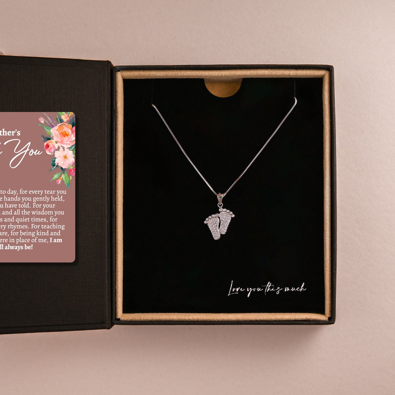 A Mother's Thank You Babyfeet Necklace - Love You This Much