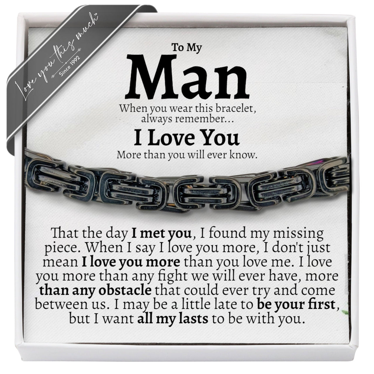 (ALMOST Sold Out) The Day I Met You - 5mm Steel Bracelet - Love You This Much