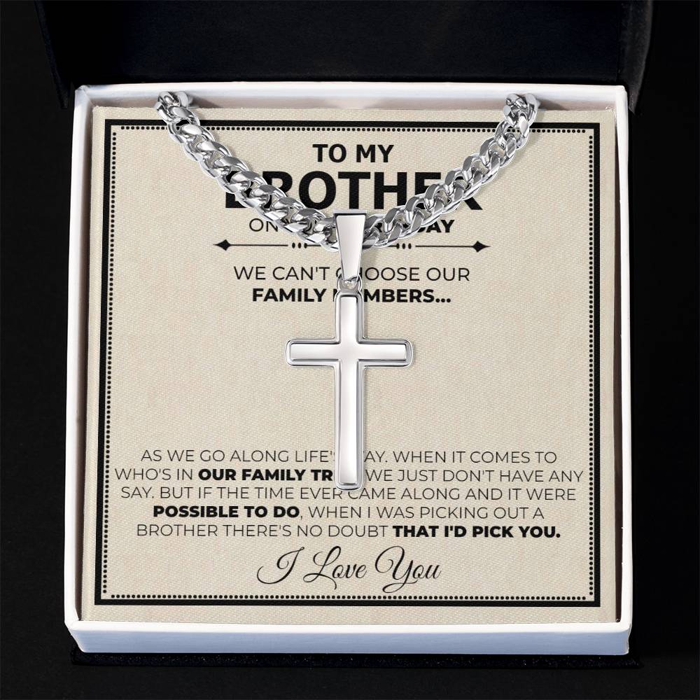 Brother Birthday Cuban Cross Necklace