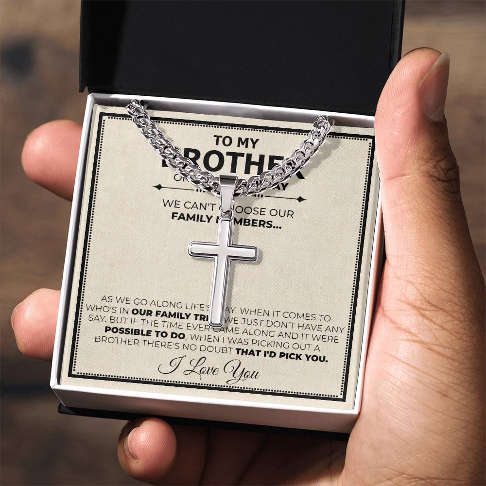 Brother Birthday Cuban Cross Necklace