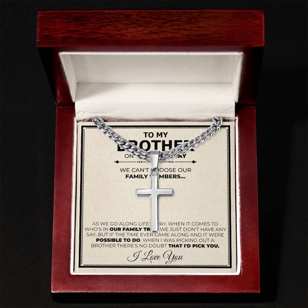 Brother Birthday Cuban Cross Necklace