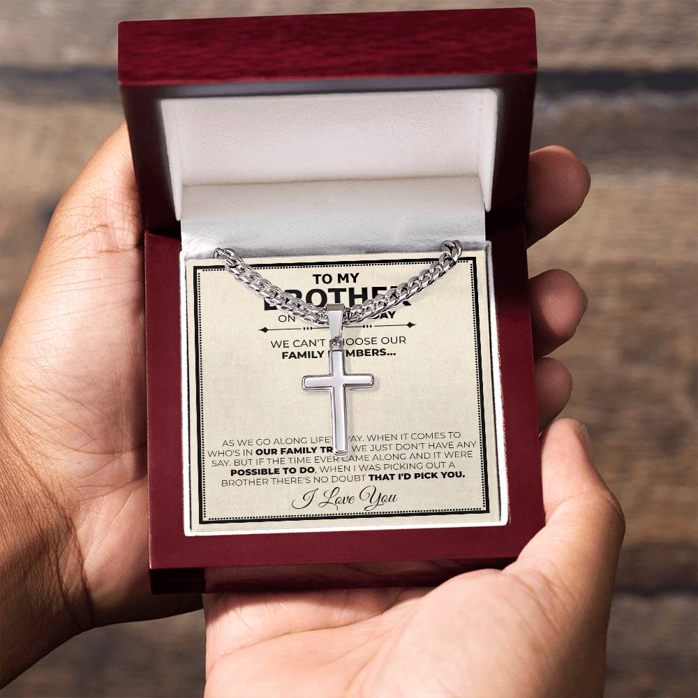 Brother Birthday Cuban Cross Necklace