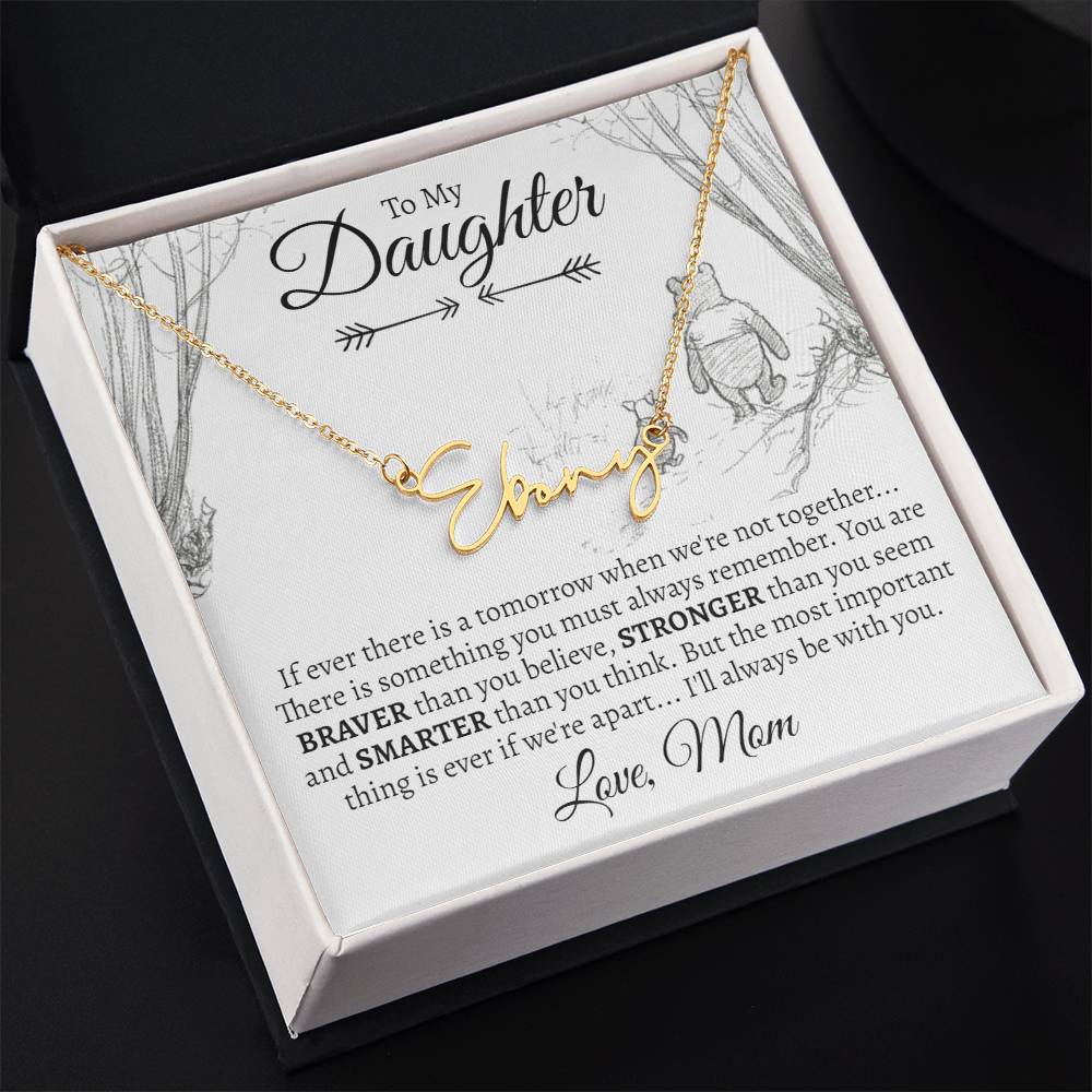 Daughter Signature Name Necklace - Love Mom