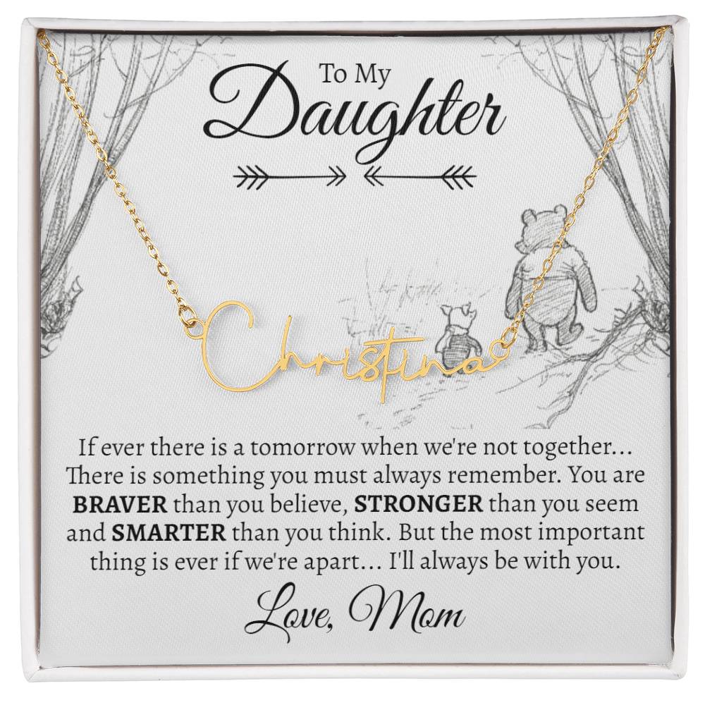 Daughter Signature Name Necklace - Love Mom