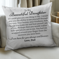 Beautiful Daughter Love Dad Pillow Insert & Cover