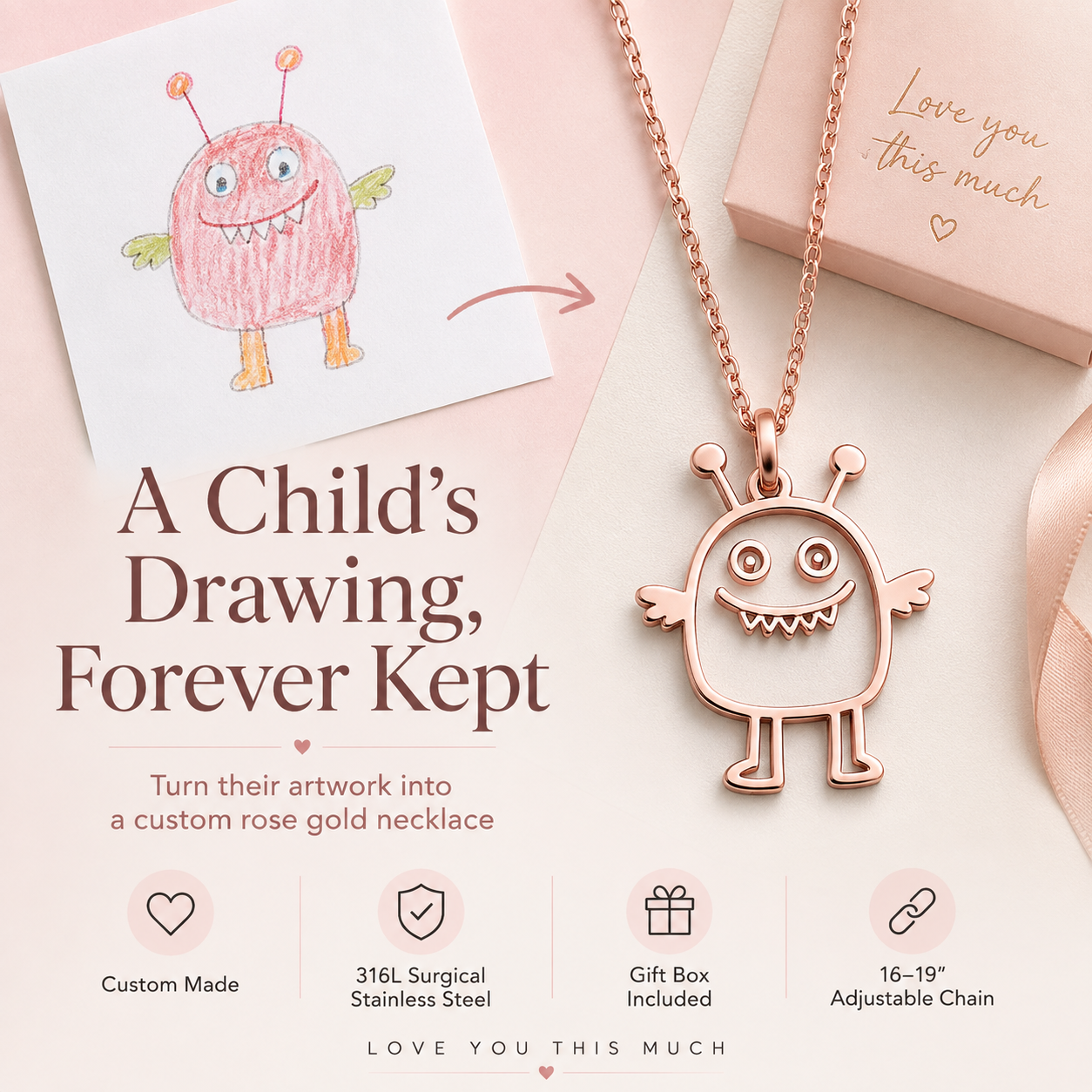 Custom Drawing Jewelry – Turn Their Artwork Into a Necklace, Bracelet or Keychain