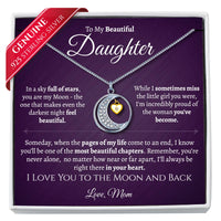 Thumbnail for Daughter .925 Sterling Silver Moon Necklace - Love Mom - Love You This Much