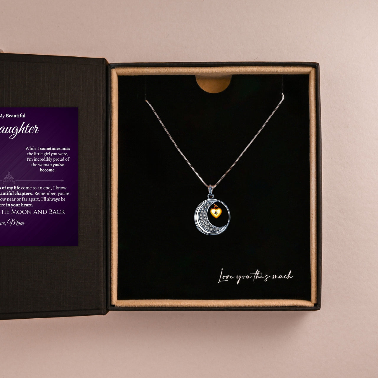 To My Granddaughter .925 Silver Moon Necklace - Love Grandpa