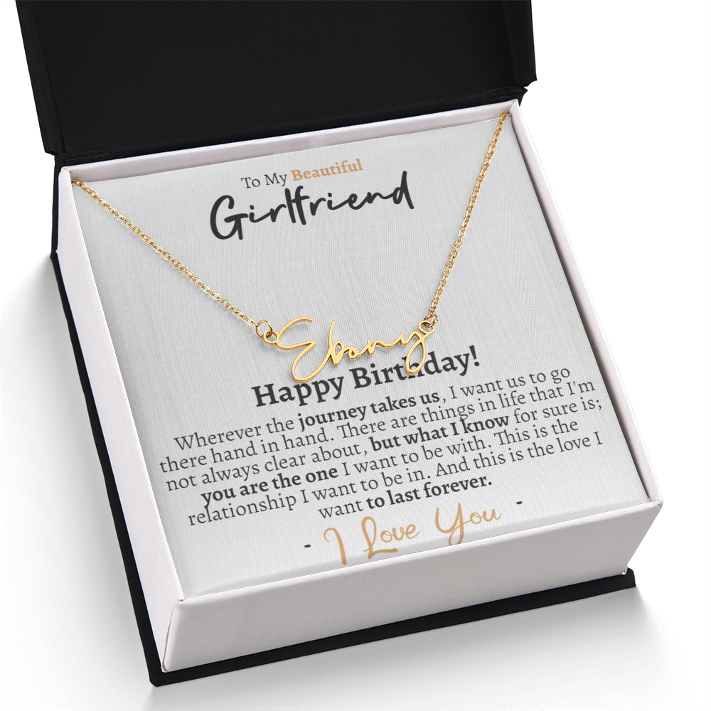 Girlfriend Happy Birthday Signature Name Necklace - Love You This Much