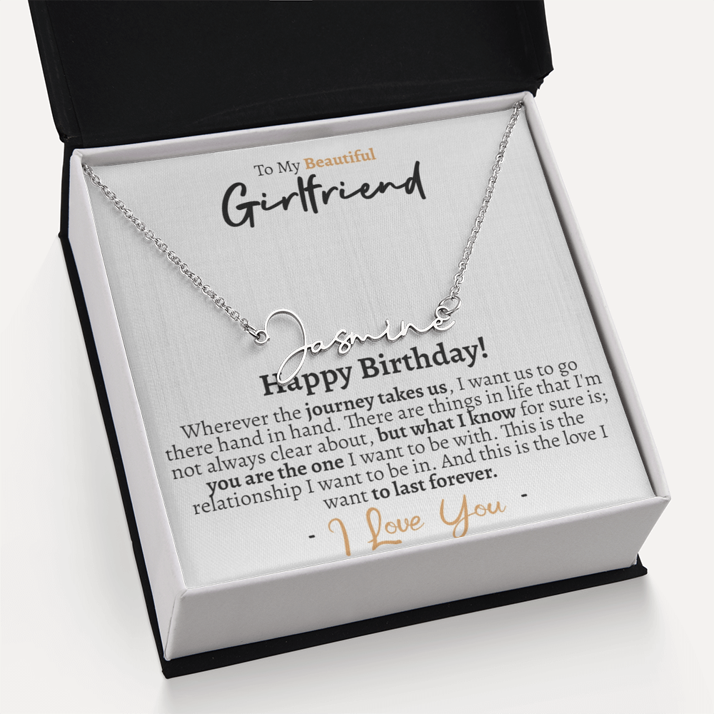 Girlfriend Happy Birthday Signature Name Necklace - Love You This Much