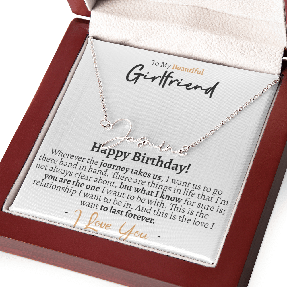 Girlfriend Happy Birthday Signature Name Necklace - Love You This Much
