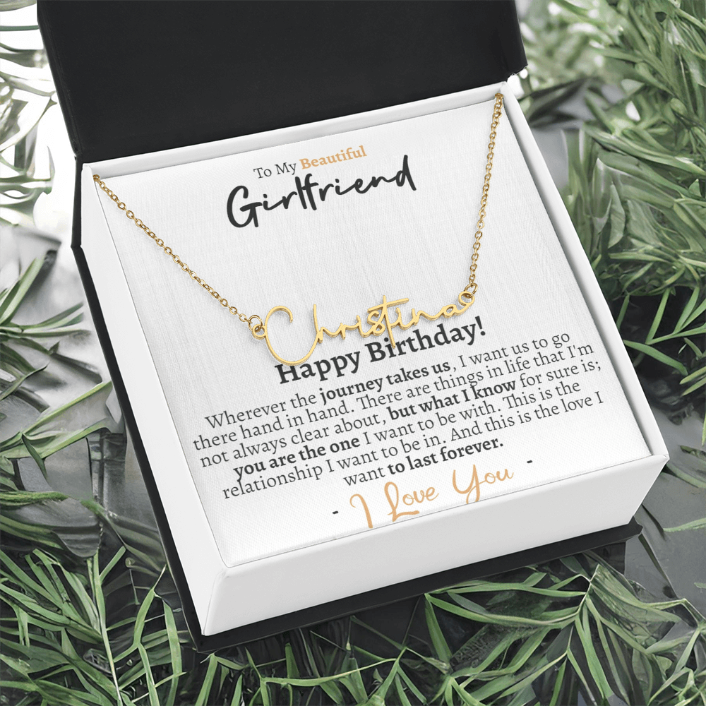 Girlfriend Happy Birthday Signature Name Necklace - Love You This Much