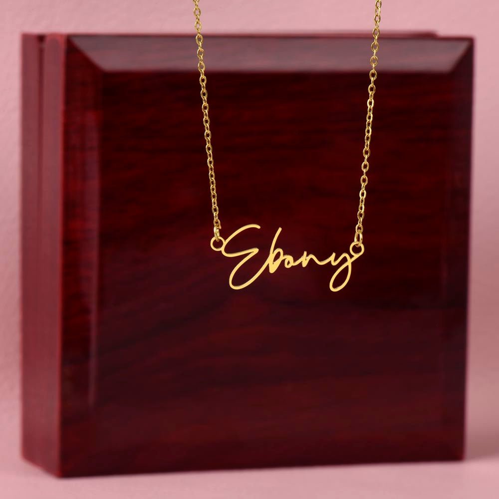 Girlfriend Happy Birthday Signature Name Necklace - Love You This Much