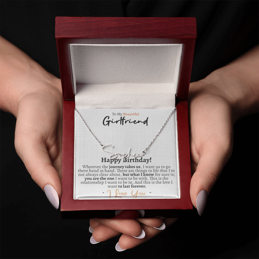 Girlfriend Happy Birthday Signature Name Necklace - Love You This Much