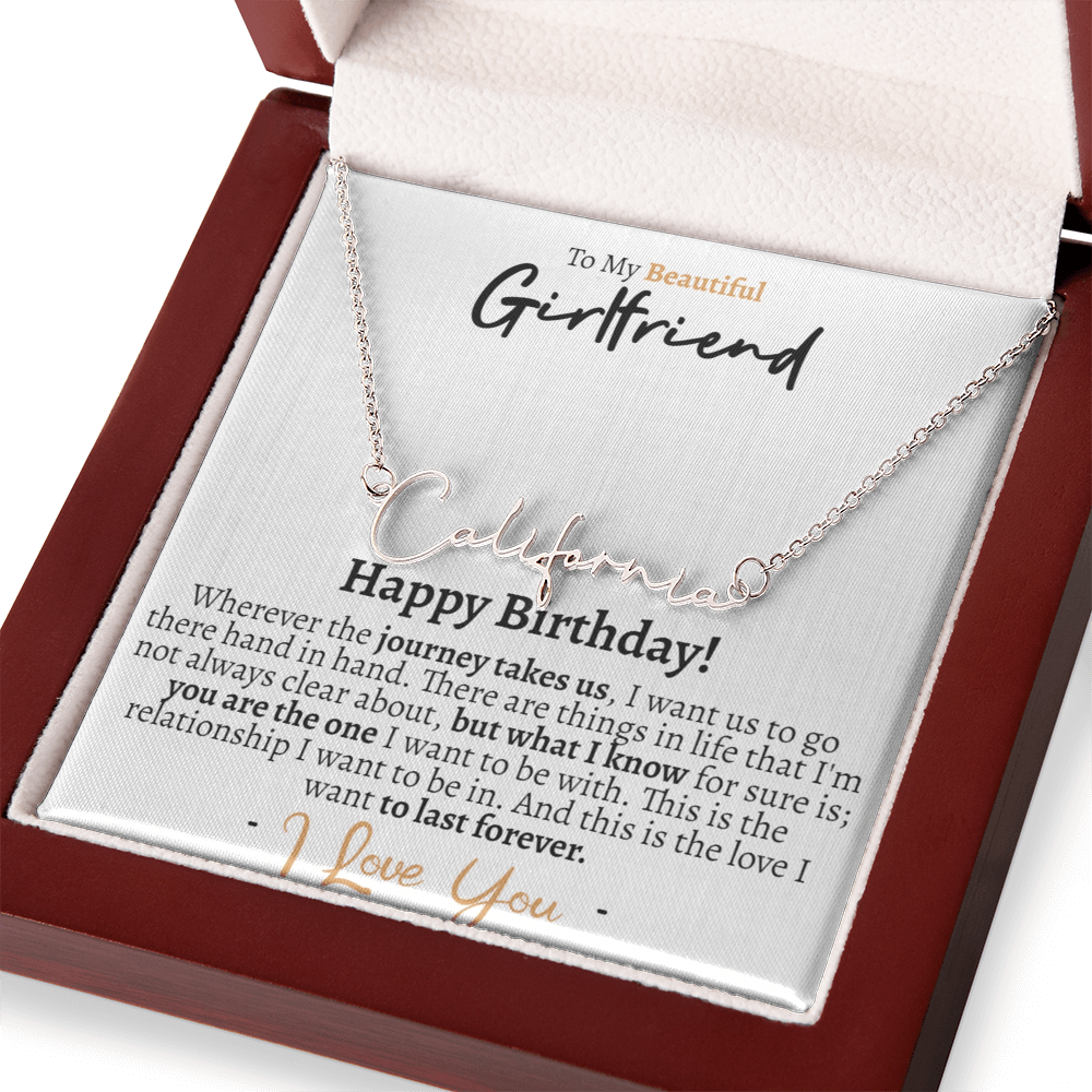 Girlfriend Happy Birthday Signature Name Necklace - Love You This Much