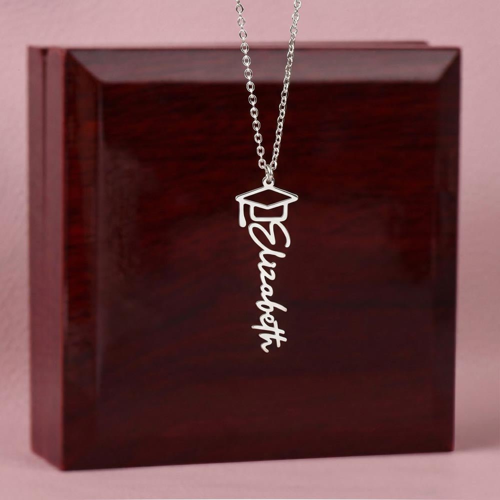 Graduation Cap & Gown Name Necklace - Love You This Much