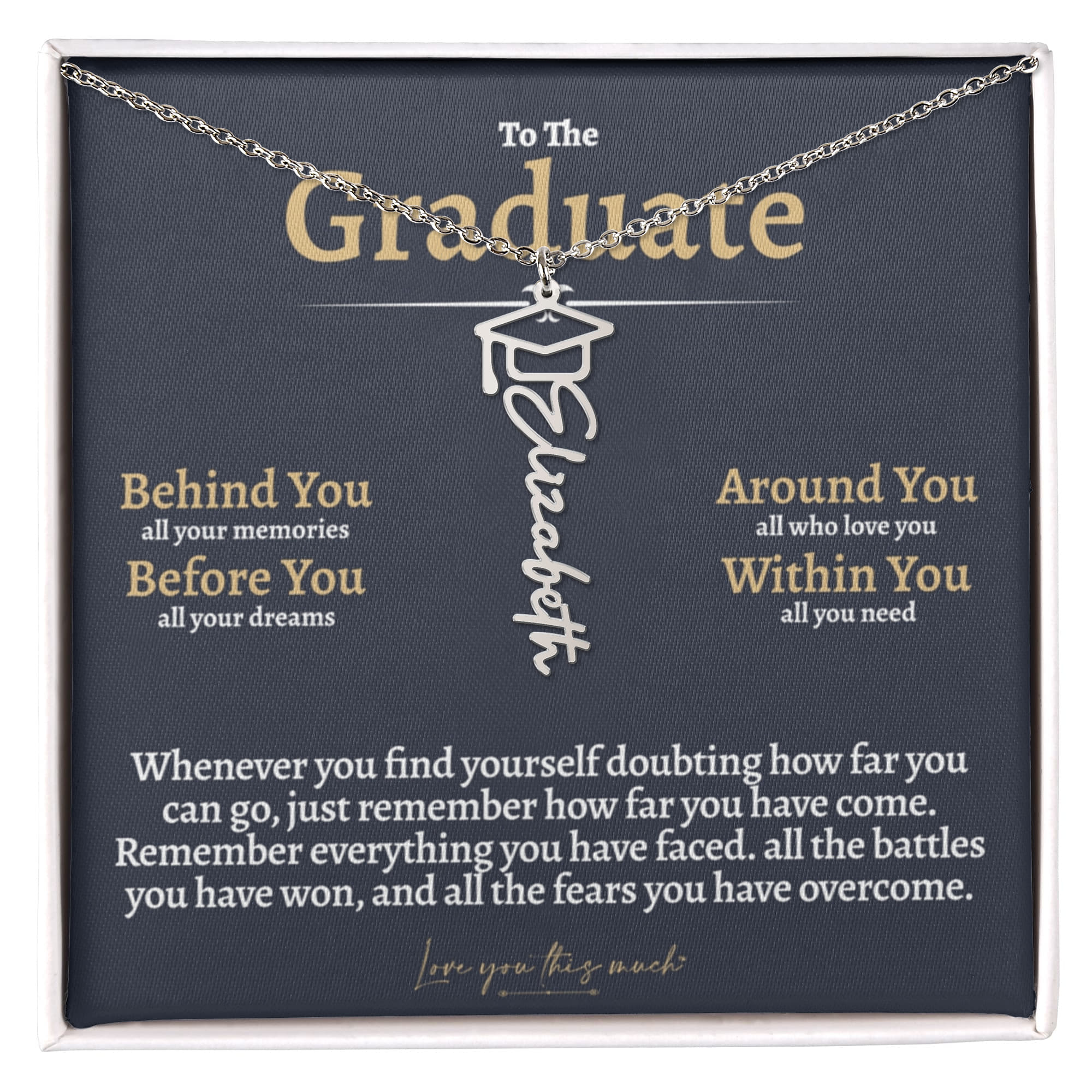 Graduation Cap & Gown Name Necklace - Love You This Much